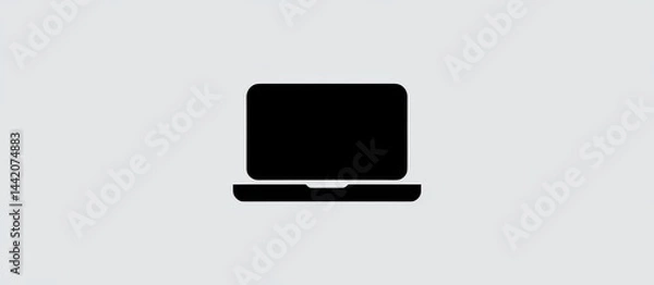 Fototapeta Laptop Computer Silhouette on Light Gray Background for Technology Concepts