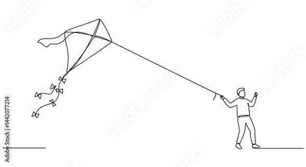 Obraz Person flying a kite in a minimalist style  