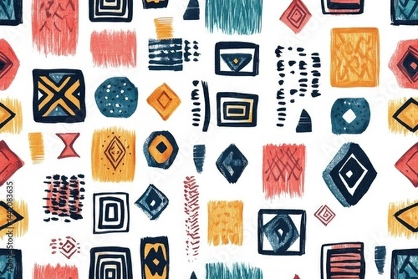Obraz Colorful geometric patterns featuring diverse shapes and texture