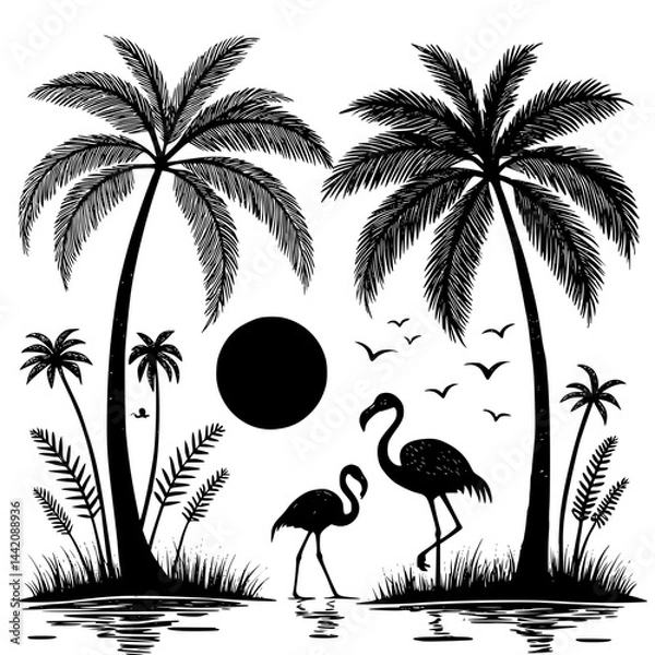 Obraz palm tree silhouette