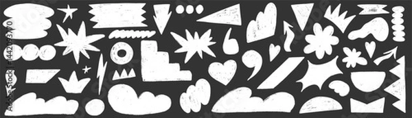 Fototapeta Kid shape geometric crayon. Figure with texture and organic form. Geometry shape naive y2k style with crayon texture