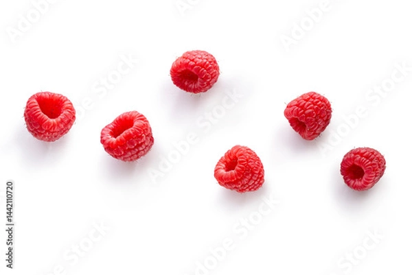 Fototapeta Raspberry isolated. Fresh red raspberries isolate on white background.