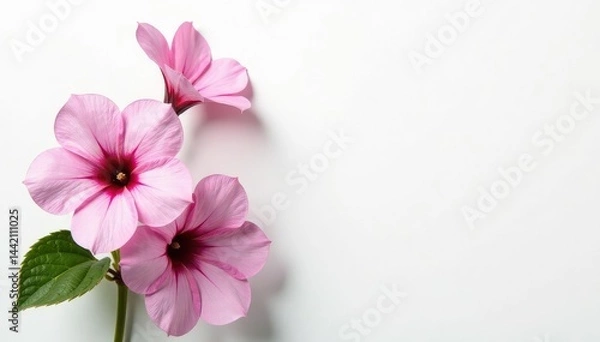 Fototapeta delicate petunia blooms on a crisp white background, bloom, botanical, plant