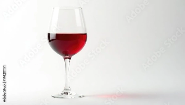 Fototapeta Rich red wine in a crystal glass against a pure white backdrop, red, wine splash
