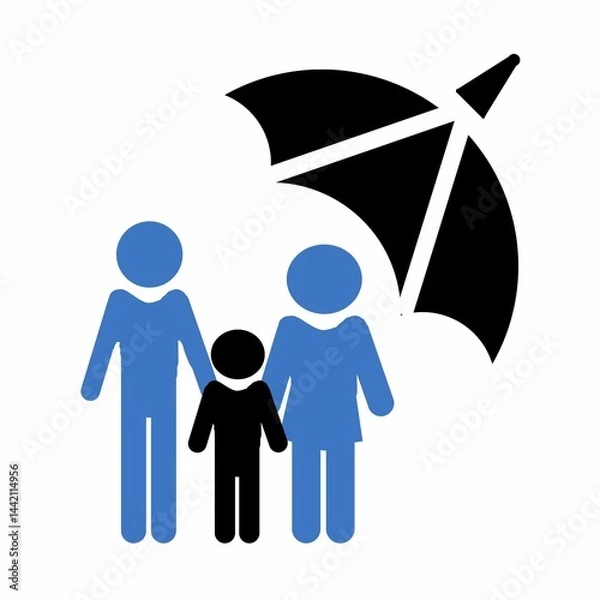 Obraz This is a pixel design illustrating the concept of health insurance. Symbolic icons, such as a shield, cross, card, and document, represent safety, care, and financial protection.