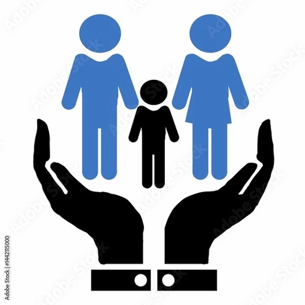 Fototapeta This is a pixel design illustrating the concept of health insurance. Symbolic icons, such as a shield, cross, card, and document, represent safety, care, and financial protection.