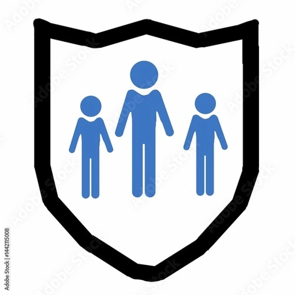 Obraz This is a pixel design illustrating the concept of health insurance. Symbolic icons, such as a shield, cross, card, and document, represent safety, care, and financial protection.