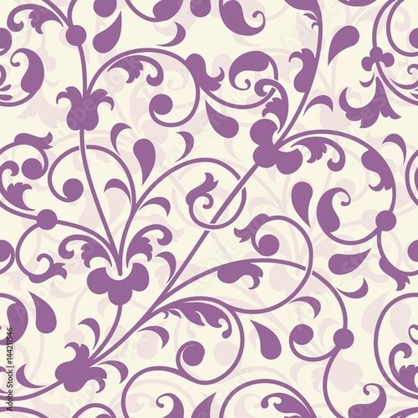 Fototapeta Vector flower seamless pattern element. Elegant texture for backgrounds. Classical luxury old fashioned floral ornament, seamless texture for wallpapers, textile, wrapping.
