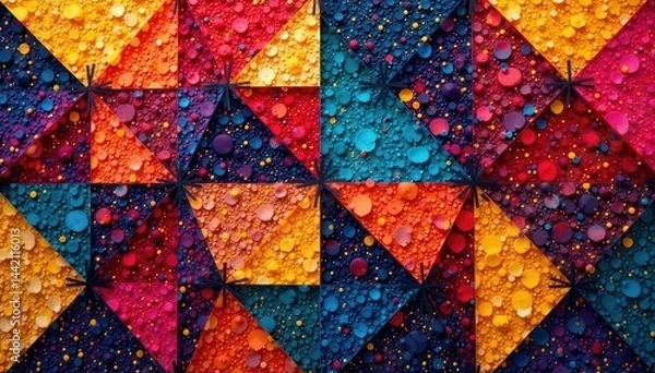 Fototapeta Abstract geometric tapestry pattern, bold colors, texture, bold