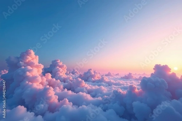 Fototapeta Subtle gradient sky, clouds seamlessly looping , tranquil, illustration, texture