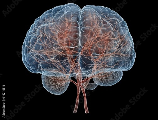Obraz Human Brain Neural Network 3D Render Abstract Visualization