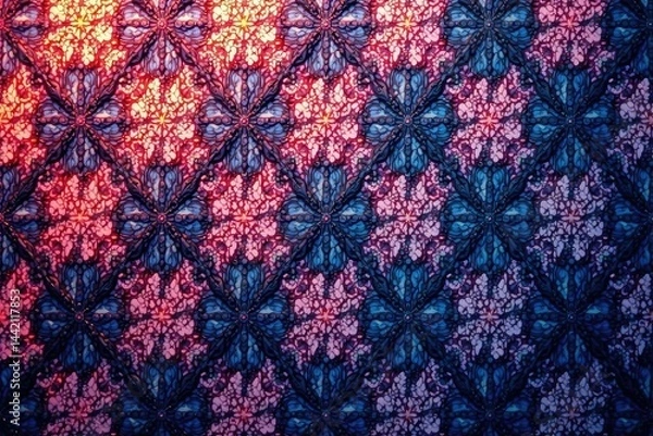 Fototapeta Geometric lace pattern, repeating diamond motif , abstract, texture