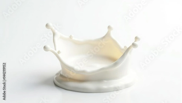 Fototapeta Frozen milk splash, pristine white background, cream, delicious, smooth
