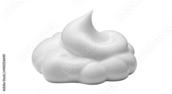 Fototapeta Isolated close up shot of a fluffy white shaving cream swirl on a plain white background surface area