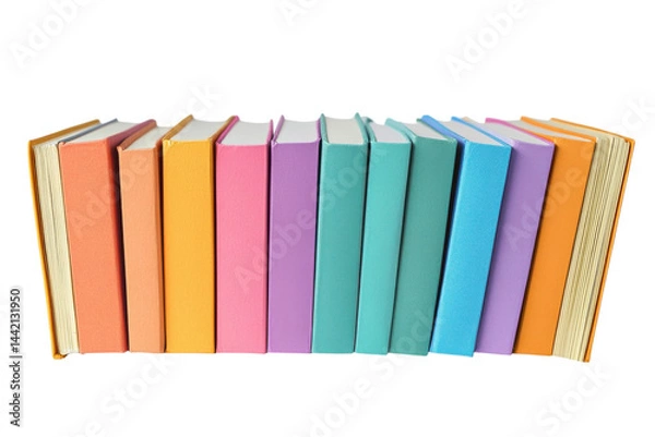 Fototapeta Colorful books lined up showcasing vibrant hues and textures a delightful collection for reading