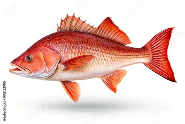 Fototapeta Fresh Red Drum Fish Isolated on White - High-Quality AI Photo