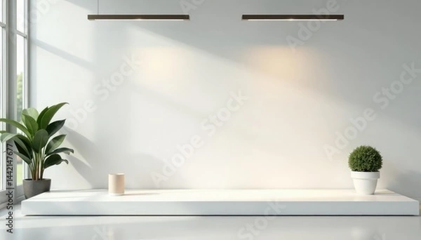 Fototapeta Clean, pristine white surface, ideal for product display, commercial, surface