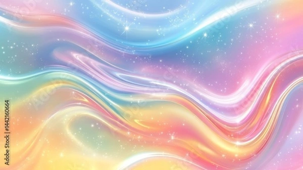 Fototapeta Fluid holographic nebula with iridescent light waves