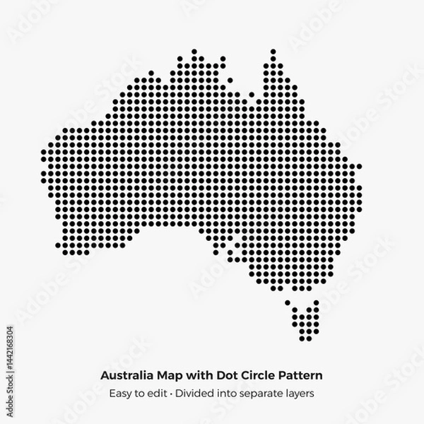 Fototapeta Stylized Australia Map vector background, with Dot Circle Pattern