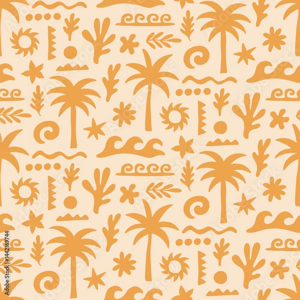 Fototapeta Palm tree seamless pattern tropical background