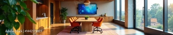 Fototapeta Stylish office meeting space, innovative design , interior, open