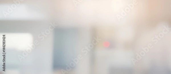 Fototapeta Blurred interior with light tones suggests a clean modern space.