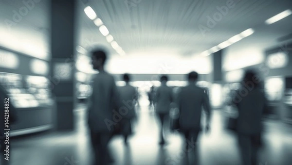 Fototapeta Blurred background of an interior with individuals - abstract style