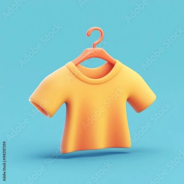 Fototapeta Floating, stylized orange t-shirt on a simple hanger.