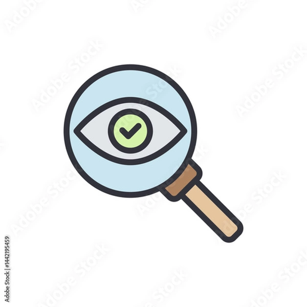 Obraz Eye checkup colored icons, minimalist vector illustration ,simple transparent graphic element .Isolated on white background