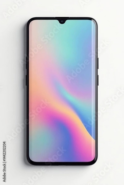 Fototapeta Modern black mobile phone template design on white background, digital, mock-up, illustration