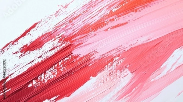 Fototapeta Vibrant Abstract Brush Strokes in Red and Pink on White Background