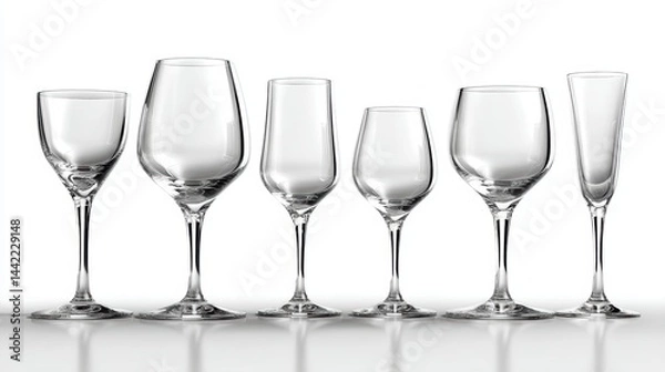Obraz a set of delicate wine glasses on a white isolated background, clear and elegant design