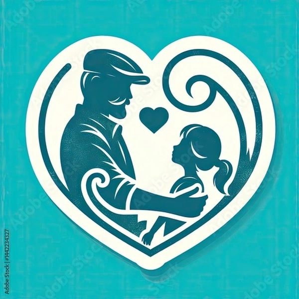 Fototapeta Father and children Embrace in Father's day with Generative AI.