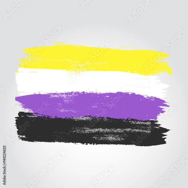 Obraz Non-binaryl pride flag in a form of brush stroke