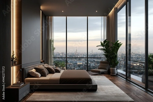 Fototapeta Modern city bedroom