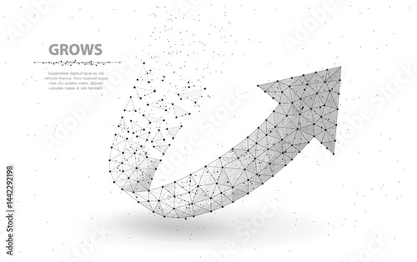 Fototapeta Arrow growth. Low poly wireframe mesh style.