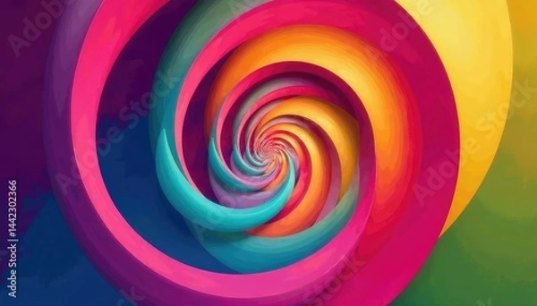 Fototapeta Overlapping circles creating a dynamic optical illusion, illusion, dots, pattern