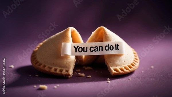 Fototapeta Inspiring message in a fortune cookie set on a background