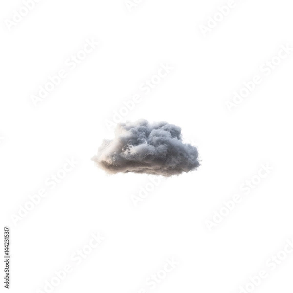 Fototapeta Single Fluffy Cumulus Cloud Isolated on Transparent Background - Weather, Nature, and Design Element