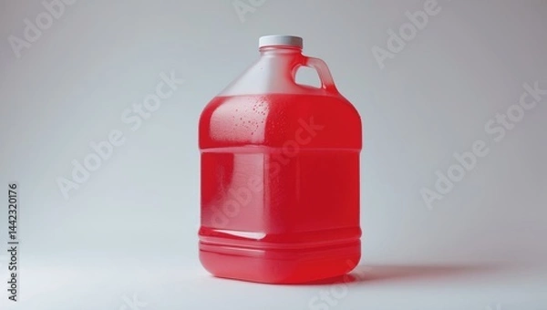 Fototapeta Fruit juice and fruit punch drink mix in a gallon plastic jug against a white backdrop