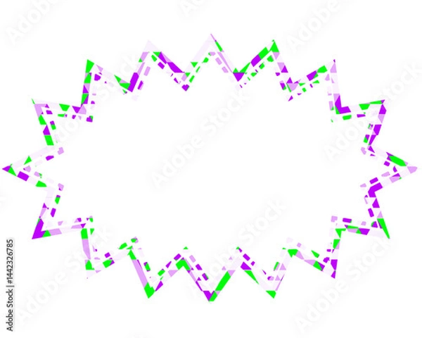 Fototapeta ステンドグラス風吹き出し　三角形模様　細長いギザギザした形