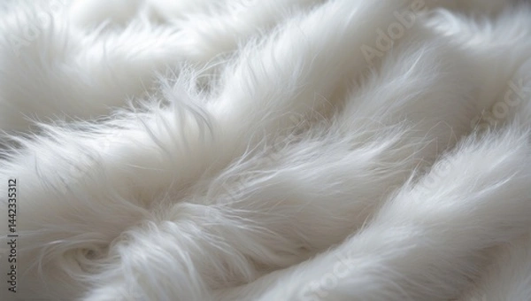 Fototapeta White fluffy wool texture background, continuous cotton wool, close-up of soft fur texture, wool shades for design purposes