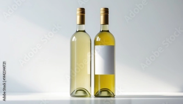Fototapeta White wine bottle set against a background