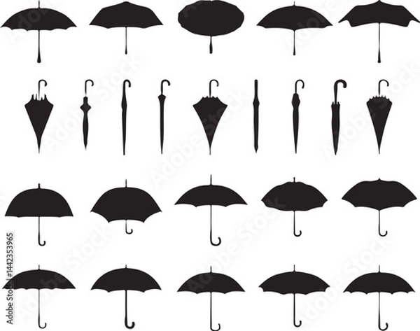 Obraz Umbrella Silhouette – Minimal Vector Icon for Rain or Sun Protection