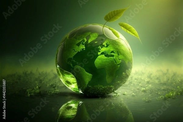 Obraz Earth Day Environment Day Nature Green Glossy background Images tree and water Photo