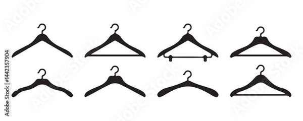 Obraz Hanger Silhouette Set – Clothing and Wardrobe Vector Icons