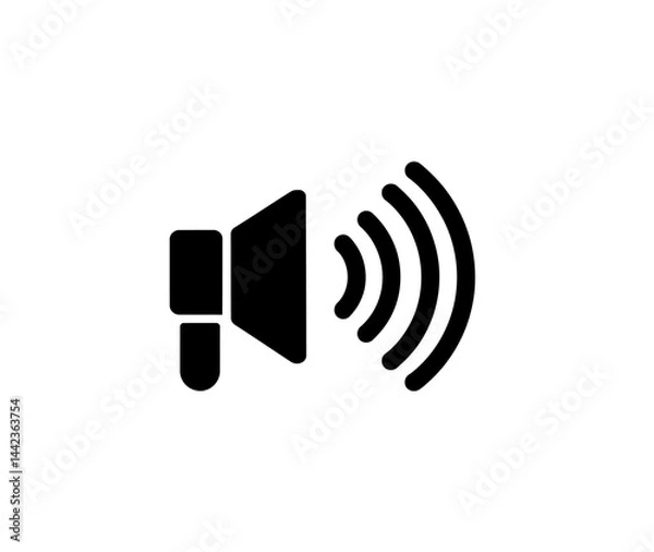 Obraz Loudspeaker with sound wave icon vector in black color on white background.
