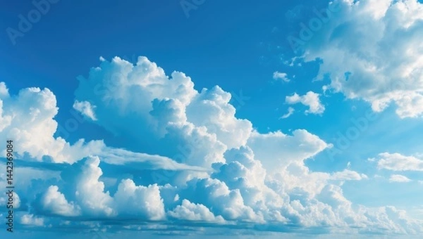 Fototapeta Background of blue sky featuring wispy clouds