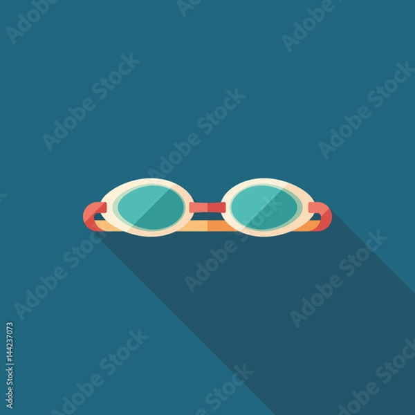 Obraz Swim goggles flat square icon with long shadows.