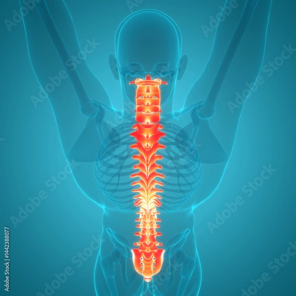 Fototapeta Spinal Cord Vertebral Column of Human Skeleton System Anatomy